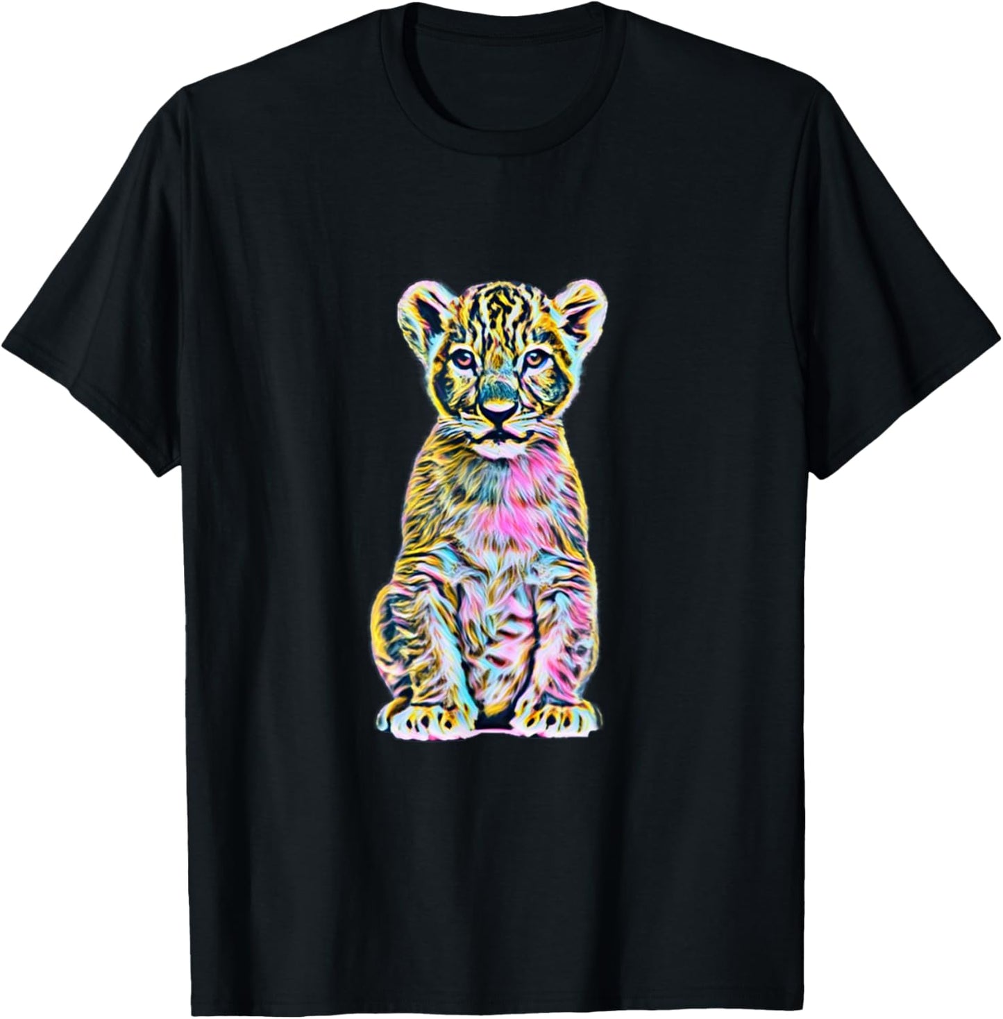 Lion Cub Motif Predator Big Cats Africa Animal Lion Lovers T-Shirt - T-Shirt | Black