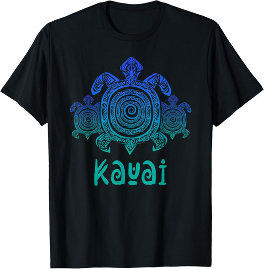 Kauai - Hawaii Sea Turtles Tribal Hawaiian Summer Vacation T-Shirt - T-Shirt | Black