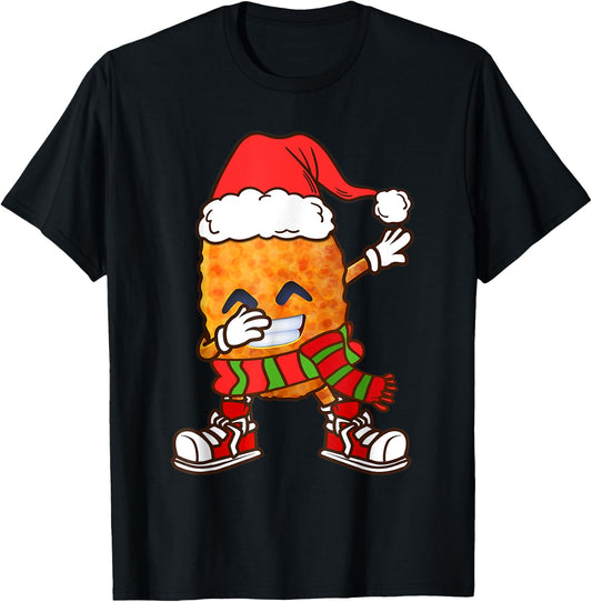 Dabbing Chicken Nuggets Christmas Kids Boys Men Dab Xmas T-Shirt - T-Shirt | Black