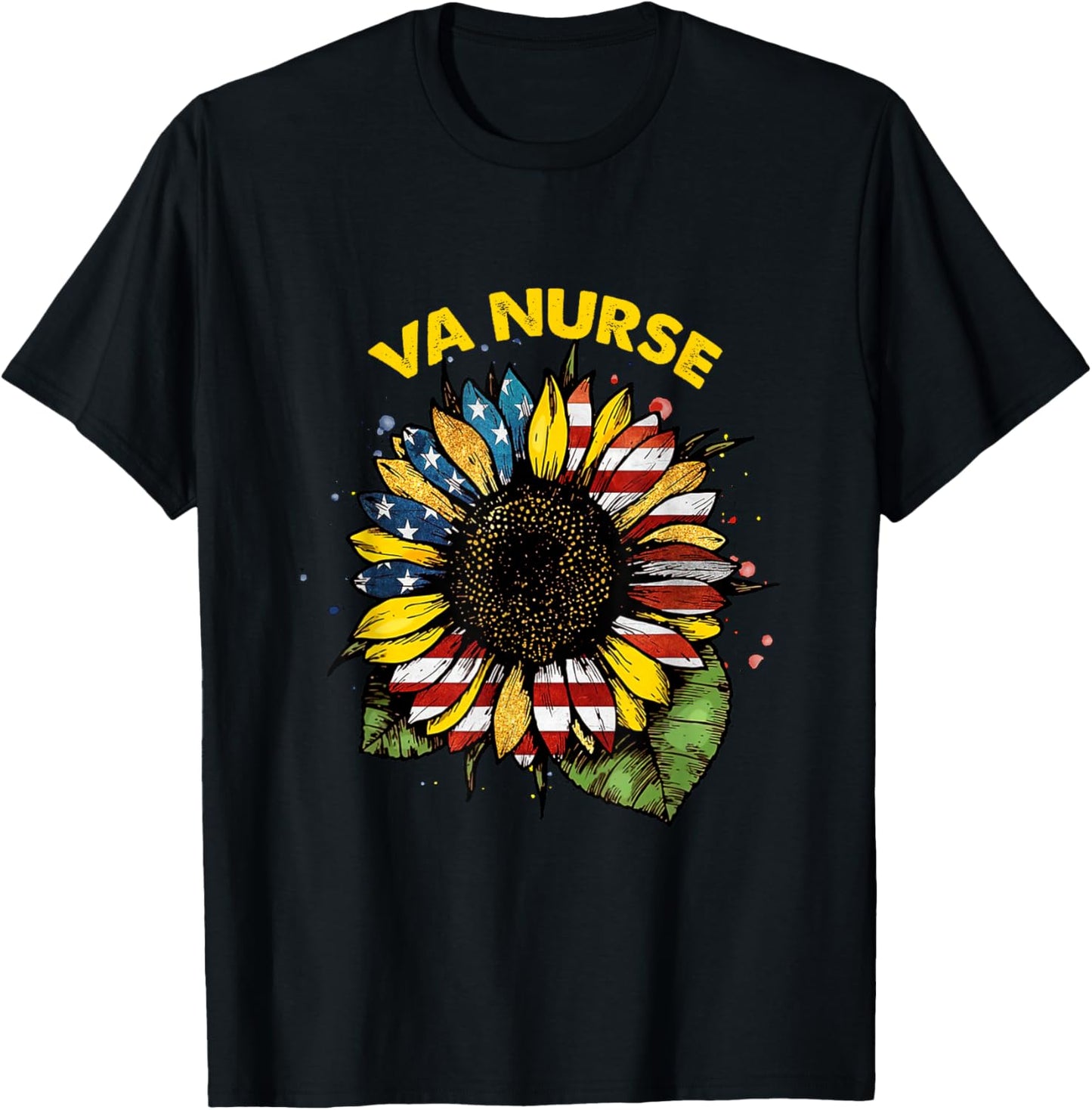 Vintage 4th of July Va Nurse Patriotic Real American Cute T-Shirt - T-Shirt | Black