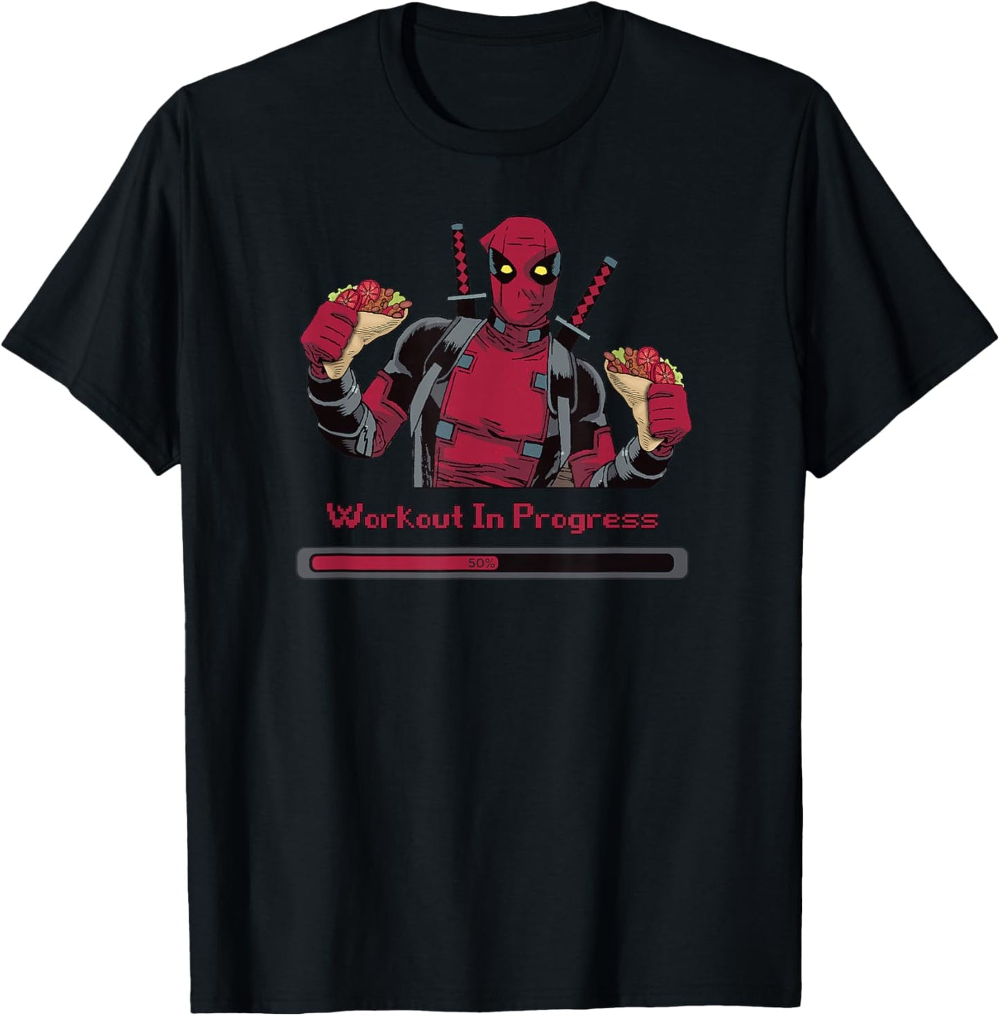 Marvel Deadpool Workout in Progress Tacos T-Shirt - T-Shirt | Black