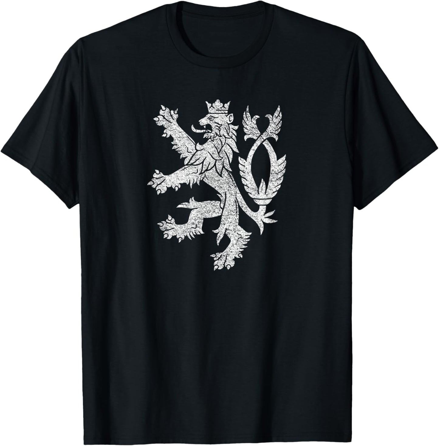 Czech Republic Coat of Arms Double-tailed Lion Flag T-Shirt - T-Shirt | Black
