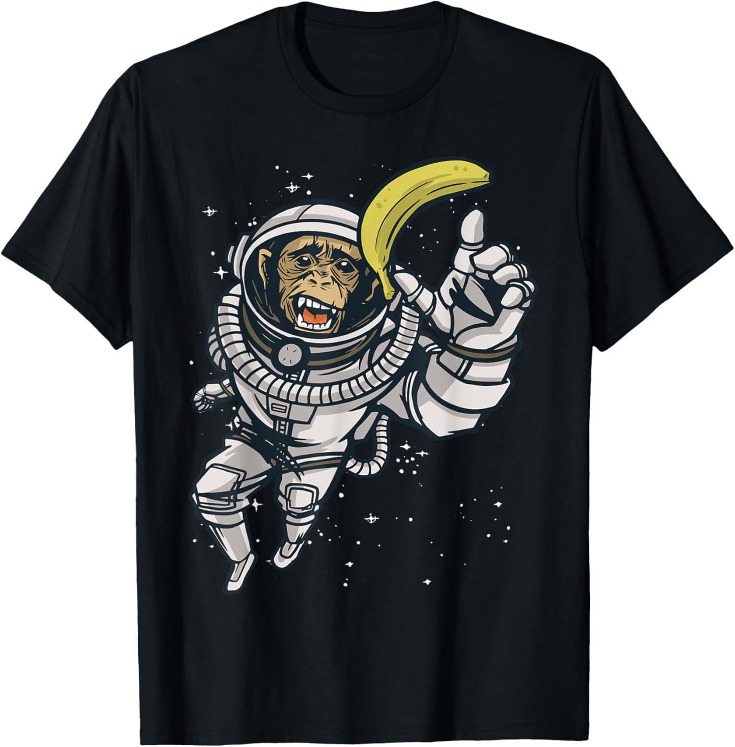 Astronaut Monkey - Space Travel T-Shirt - T-Shirt | Black
