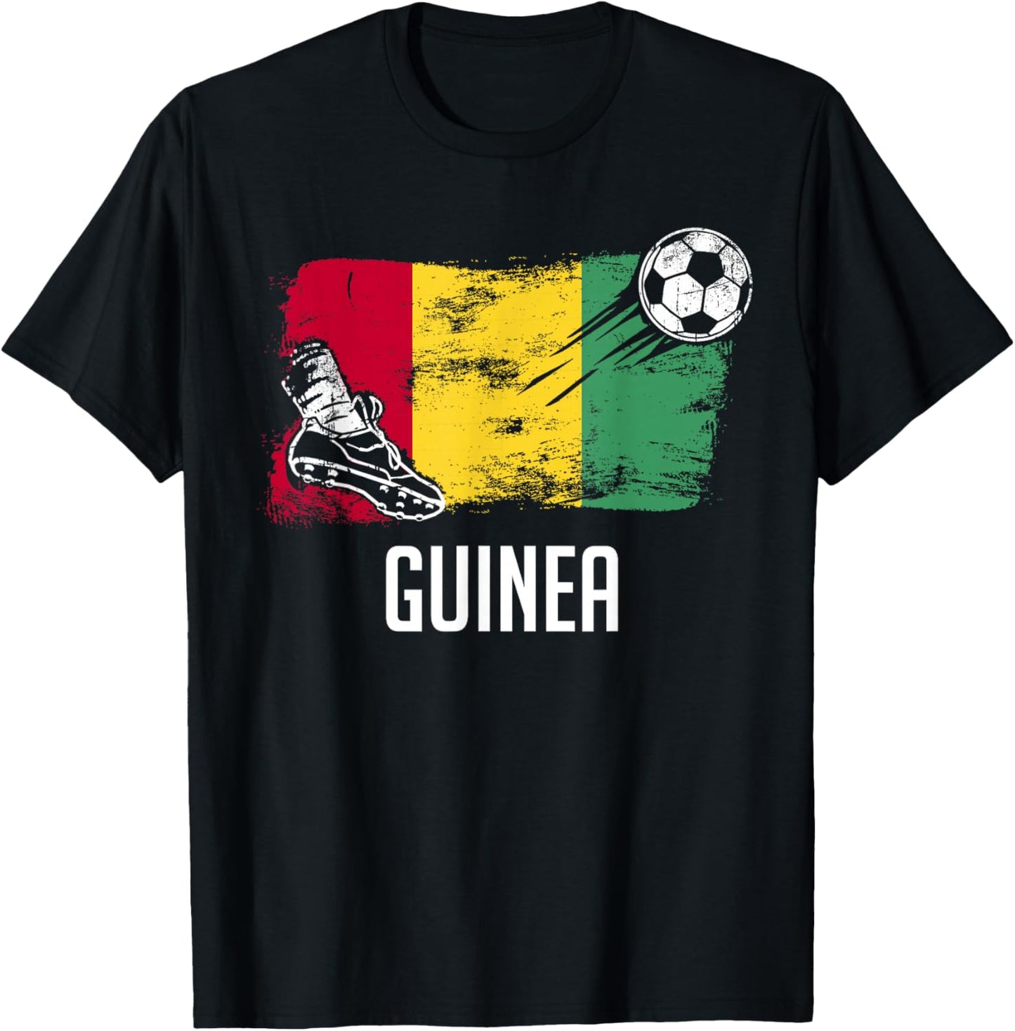 Guinea Flag Jersey Guinean Soccer Team Guinean T-Shirt - T-Shirt | Black