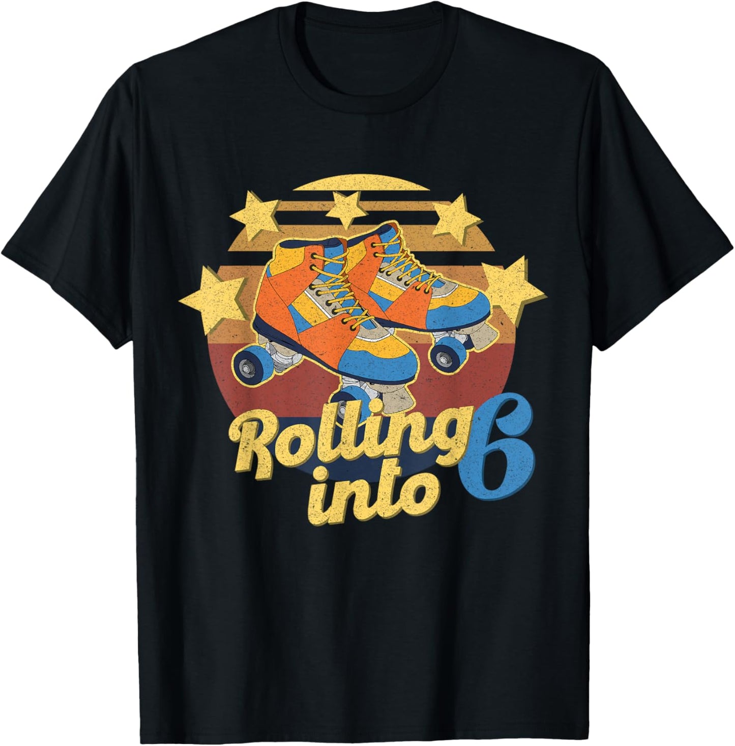Rolling Into 6 Years 6th Birthday I'm Turning 6 Roller Skate T-Shirt - T-Shirt | Black