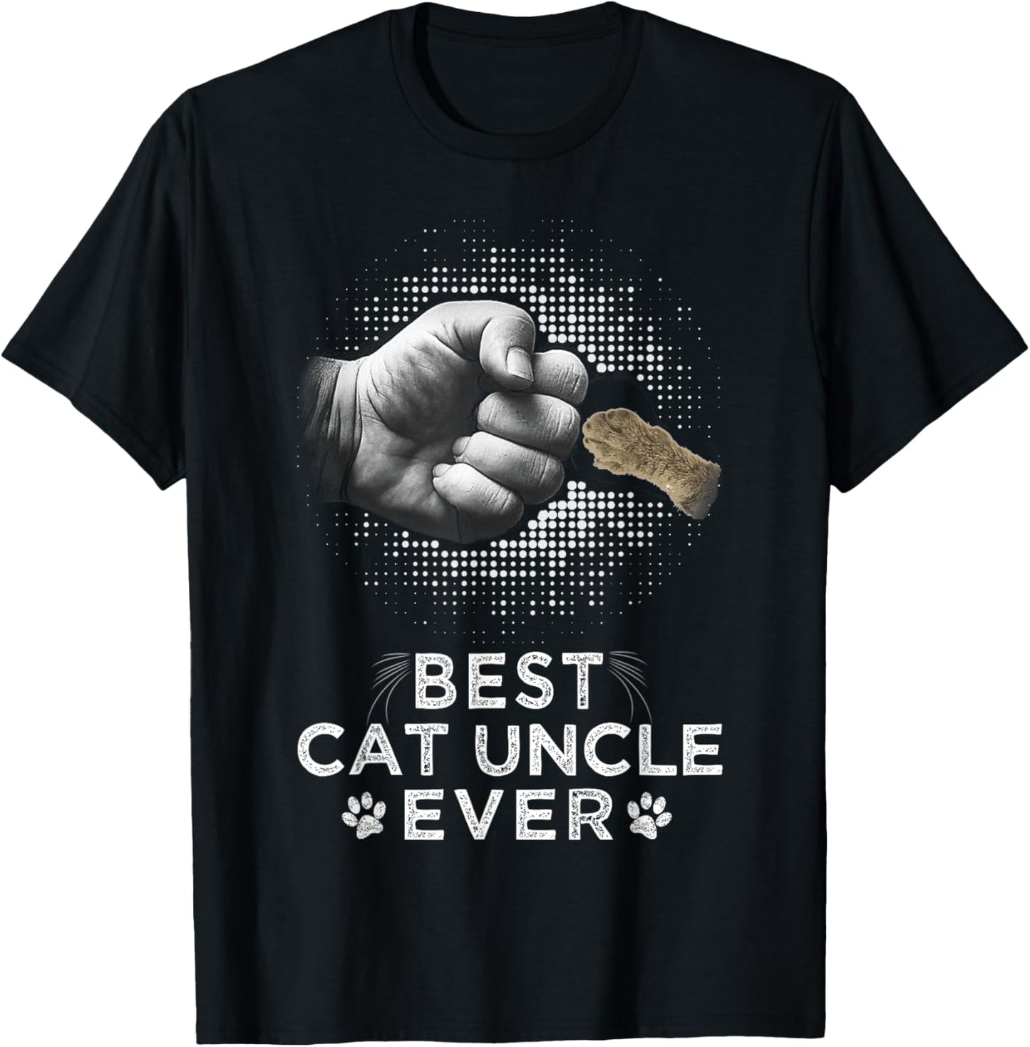 Best Cat Uncle Ever Uncle & Kitten Paw Fist Bump Cool Art T-Shirt - T-Shirt | Black