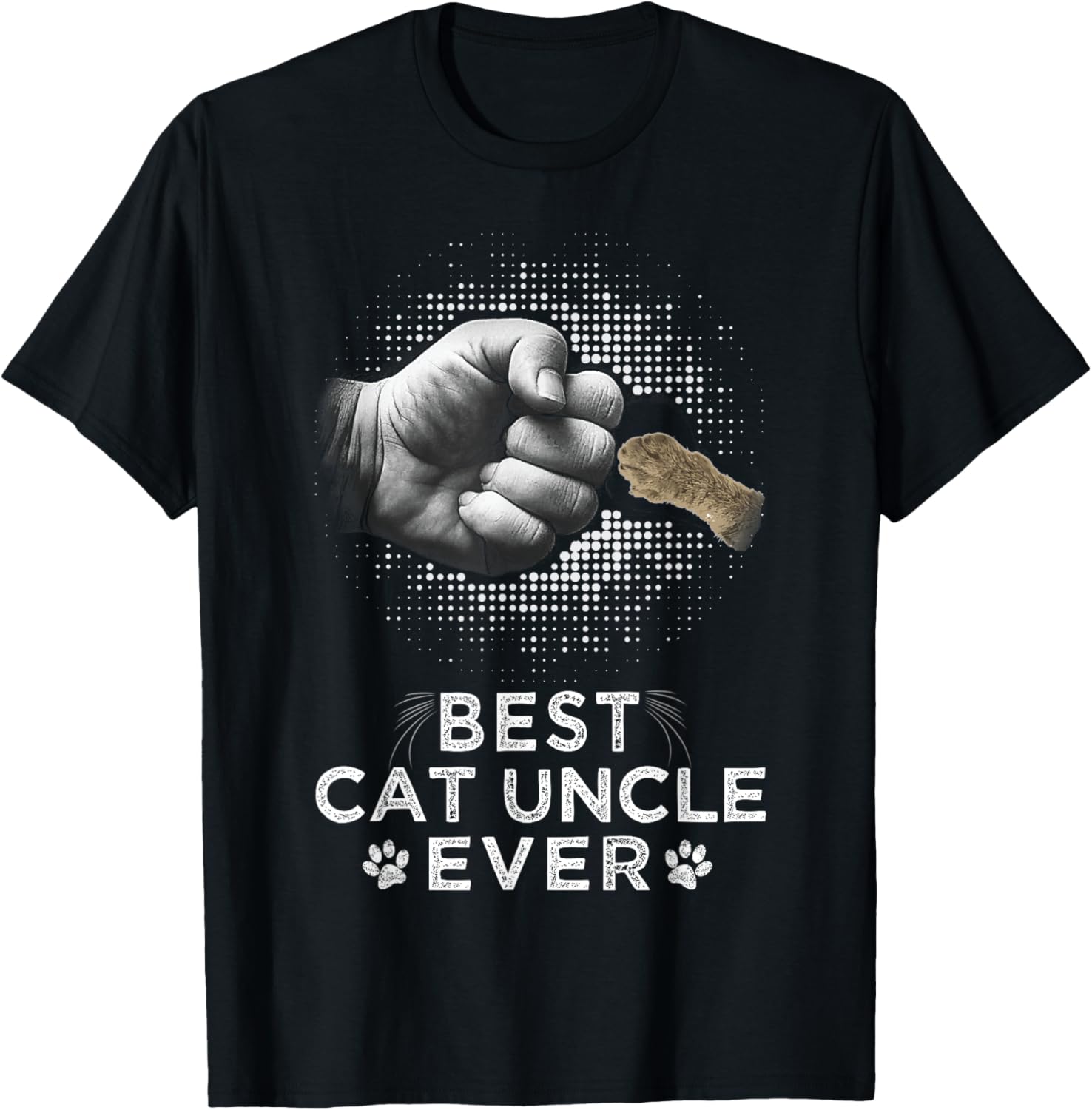 Best Cat Uncle Ever Uncle & Kitten Paw Fist Bump Cool Art T-Shirt - T-Shirt | Black