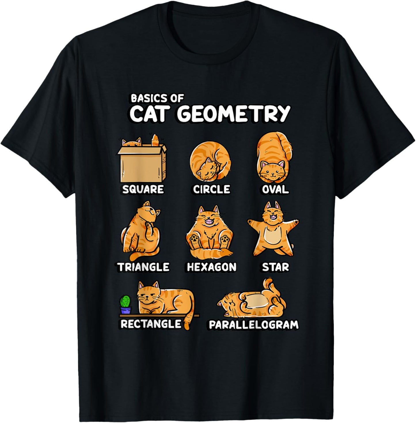 Basic Cat Geometry Cute Cat Cat Lover Cat Owner math school T-Shirt - T-Shirt | Black