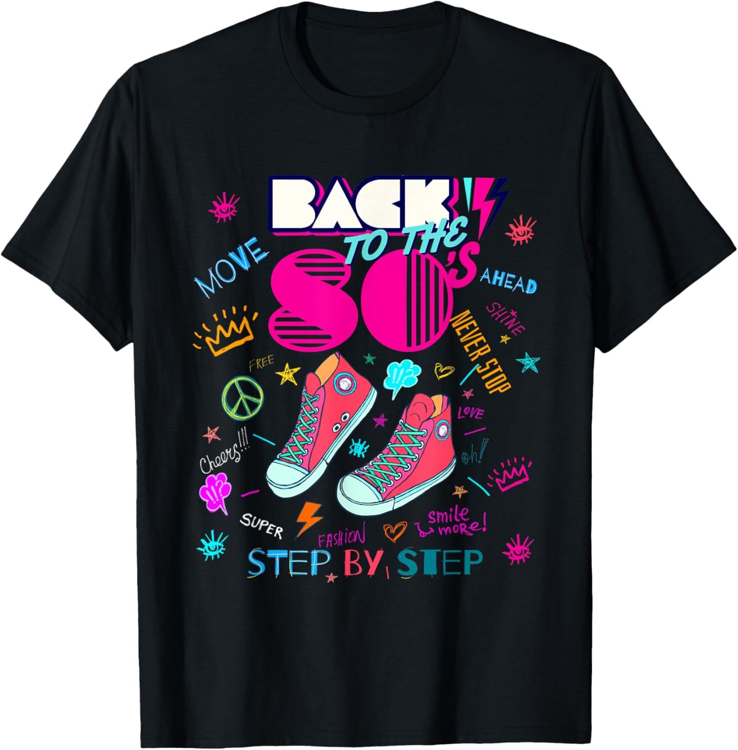 Back To 80's Vintage Retro I Love 80's Graphic Design T-Shirt - T-Shirt | Black