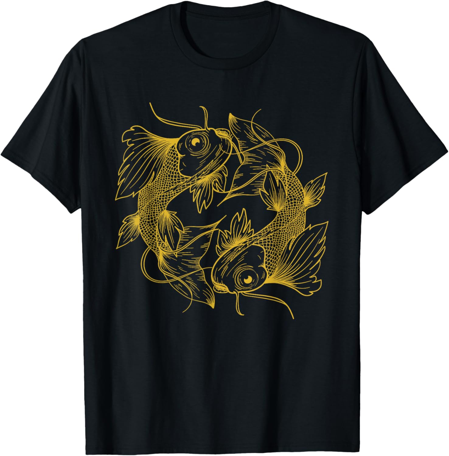 YUKI SOCIETY Japanese Koi Carp Fish - -Adults, Black, Small T-Shirt - T-Shirt | Black