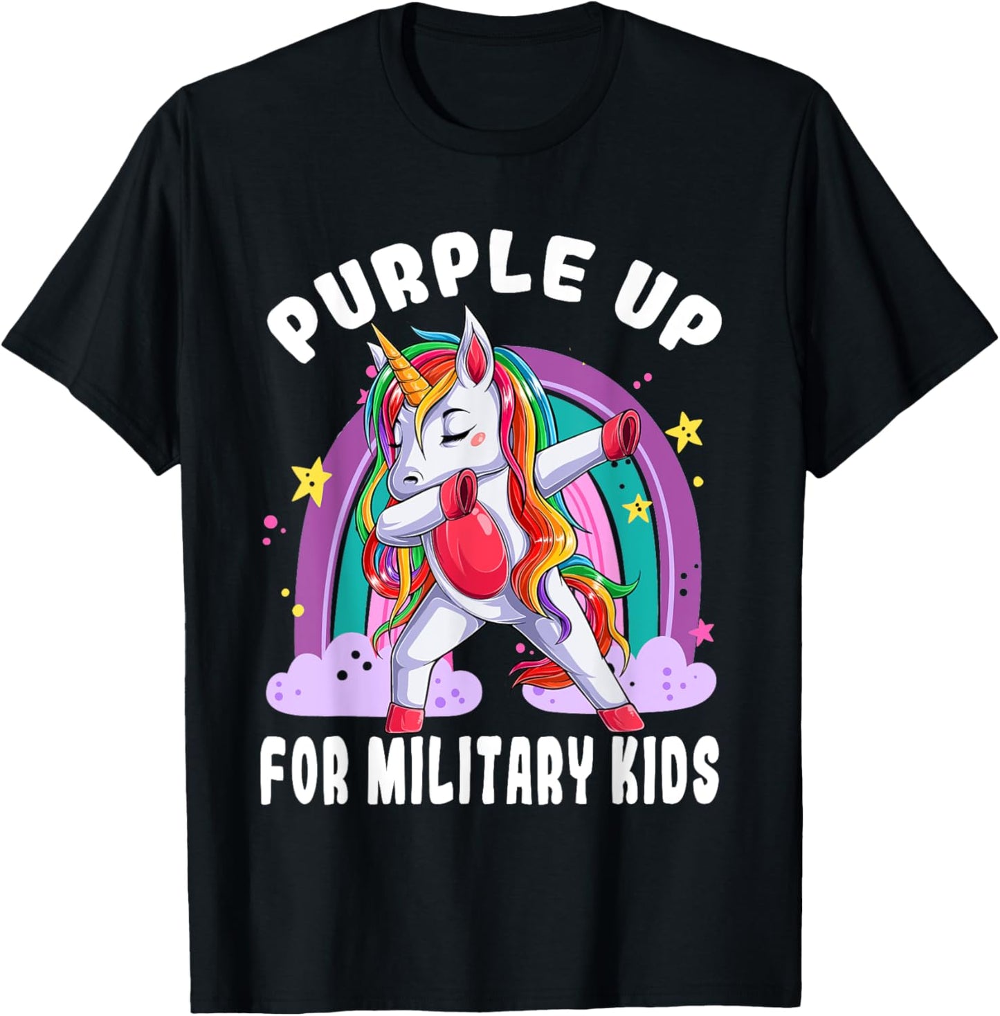 Awareness Month Purple Up Military Child Purple-Up Unicorn T-Shirt - T-Shirt | Black