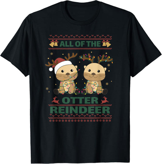 All of the Otter Reindeer Sweet Soft Night Otter T-Shirt - T-Shirt | Black