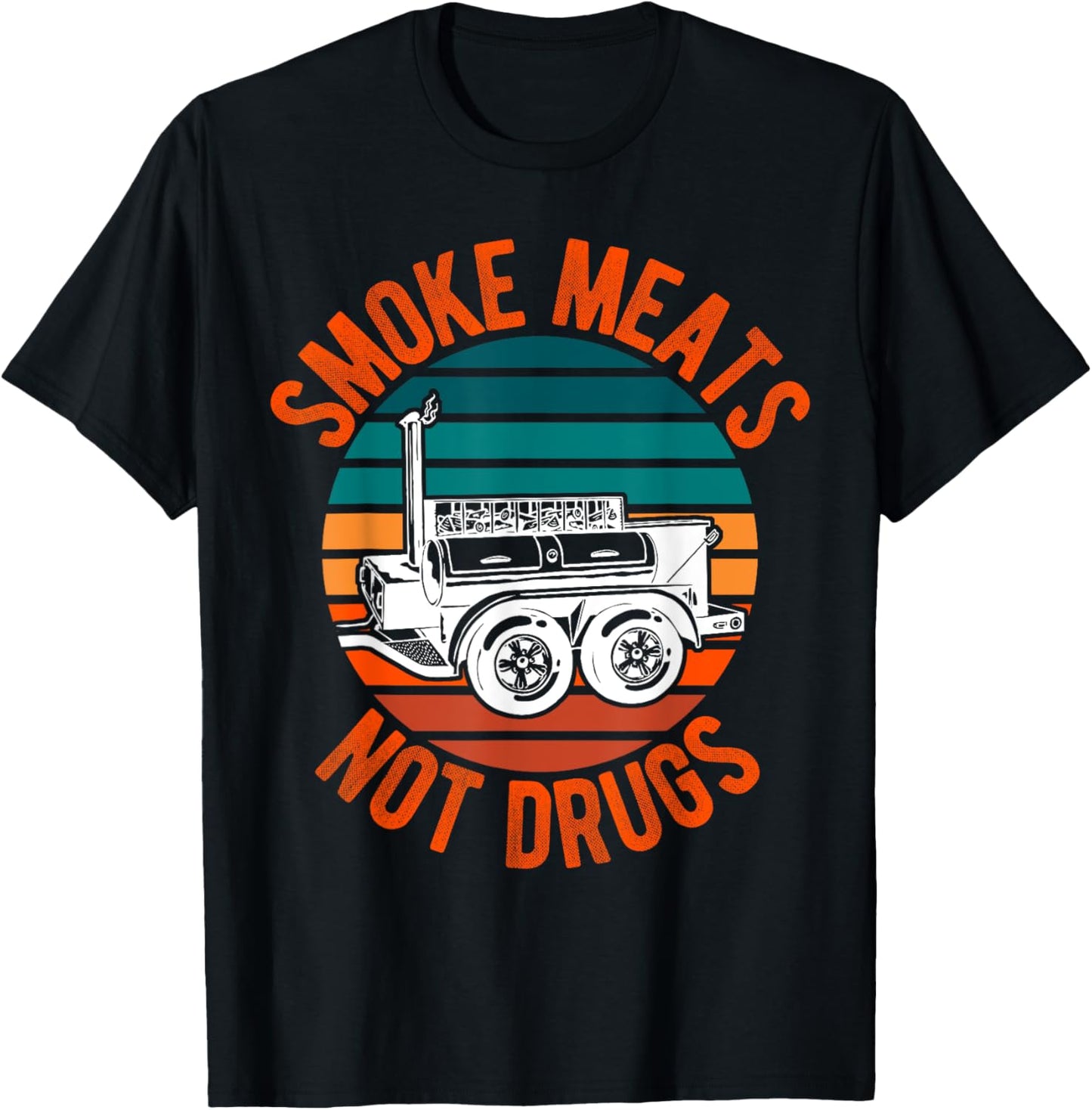 Smoke Meats Not Drugs Funny BBQ Grill Smoker Vintage Sunset Women T-Shirt - T-Shirt | Black
