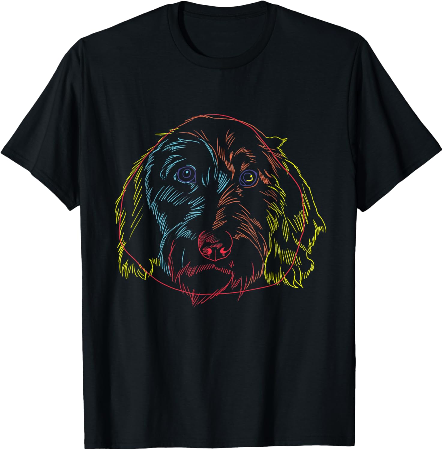 Colorful Dog Wirehaired Dachshund T-Shirt - T-Shirt | Black