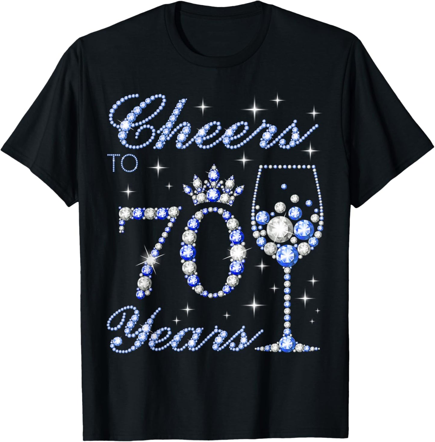 Cheers to 70 Years Old 70th Birthday Blue Style Women T-Shirt - T-Shirt | Black