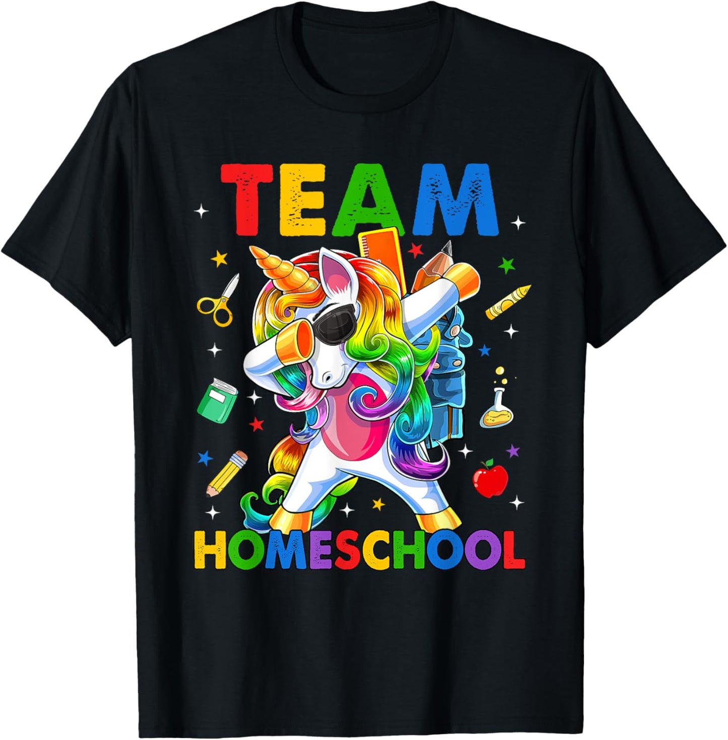 Team Homeschool Squad Dabbing Unicorn Back To School Kids T-Shirt - T-Shirt | Black