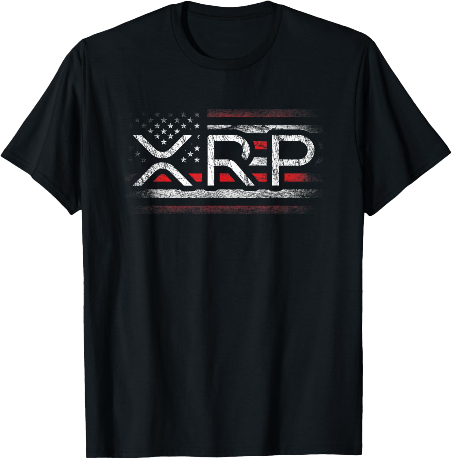 Crypto Currency - XRP Cryptocurrency - American Flag - XRP T-Shirt - T-Shirt | Black