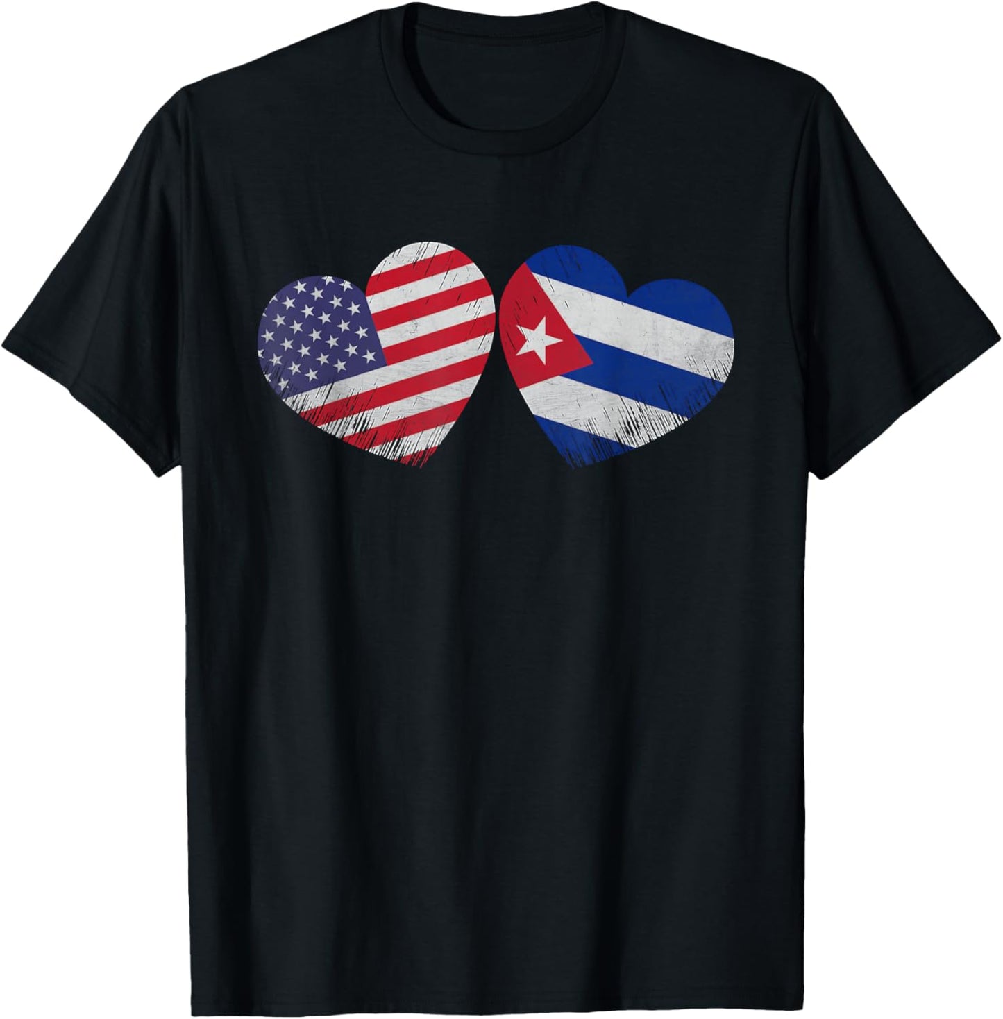 Heart Cuban American Flag Patriotic Family Heritage T-Shirt - T-Shirt | Black