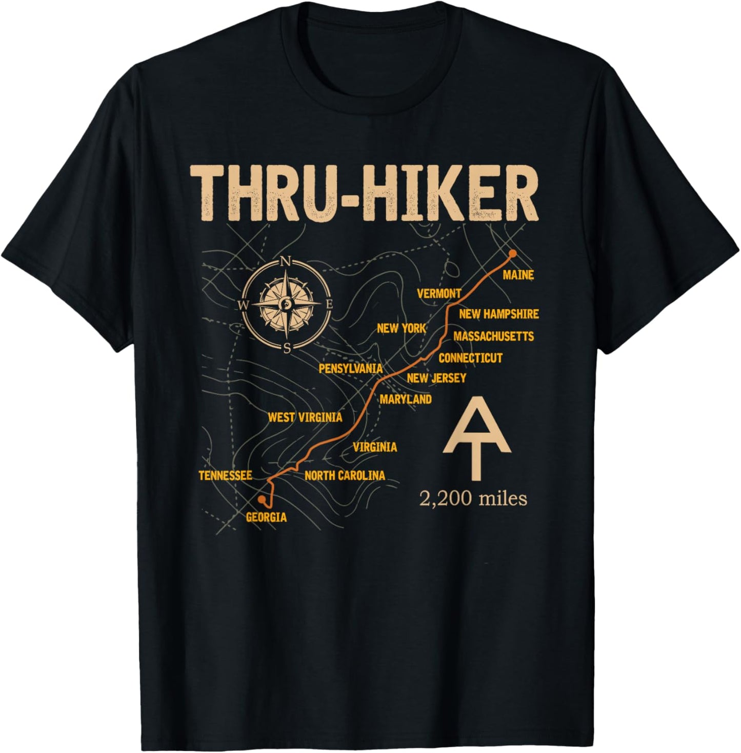 Thruh Hiker, Appalachian Trail Hiking T-Shirt - T-Shirt | Black