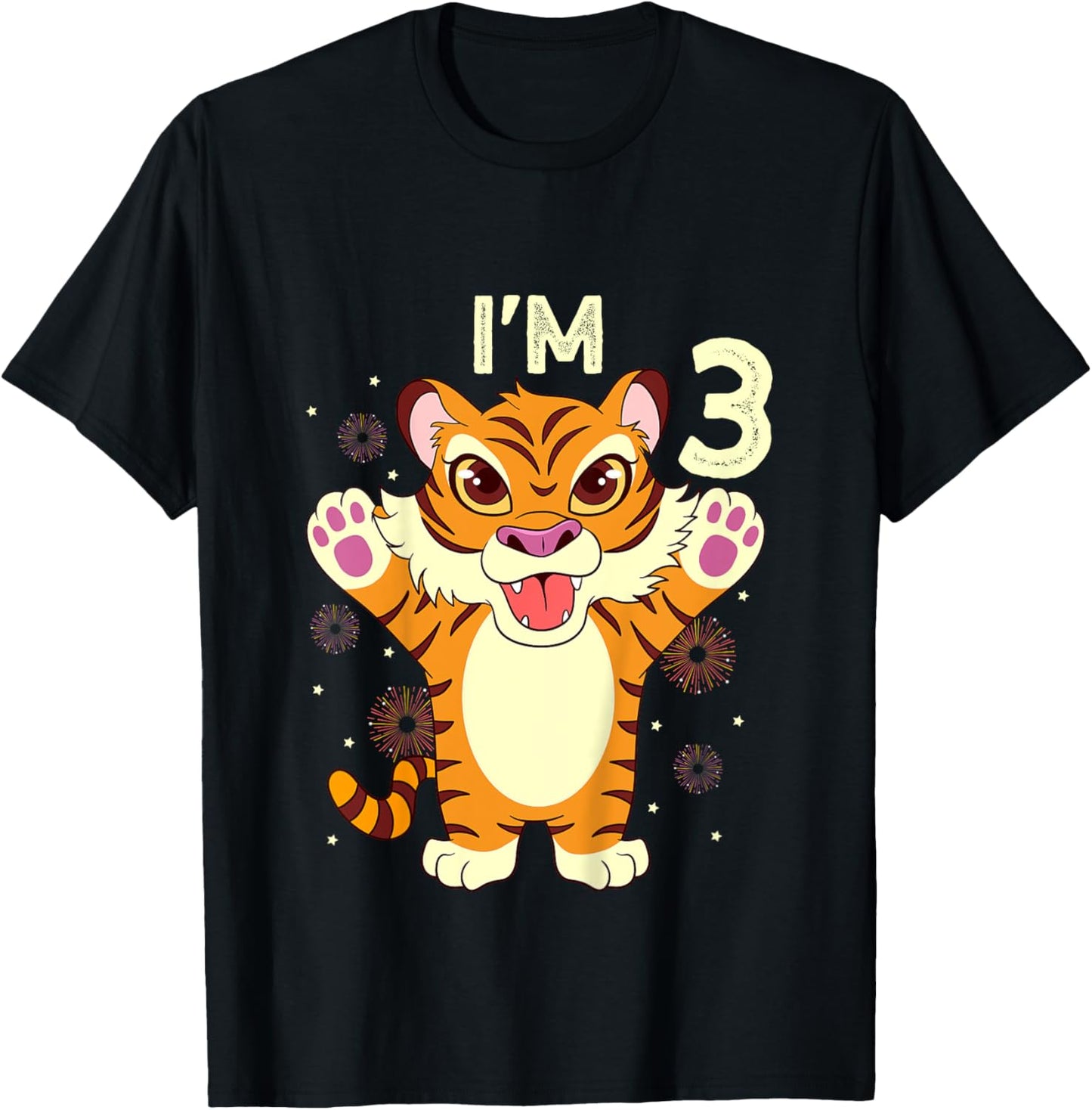 Kids i'm 3 - Tiger 3rd Birthday 3 Years old T-Shirt - T-Shirt | Black