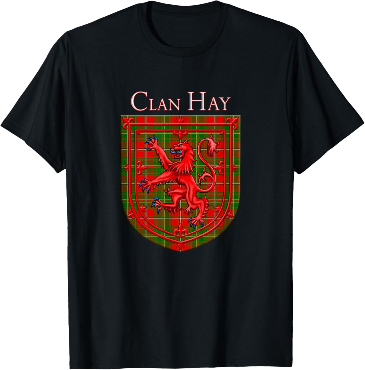 Hay Tartan Scottish Plaid Lion Rampant T-Shirt - T-Shirt | Black