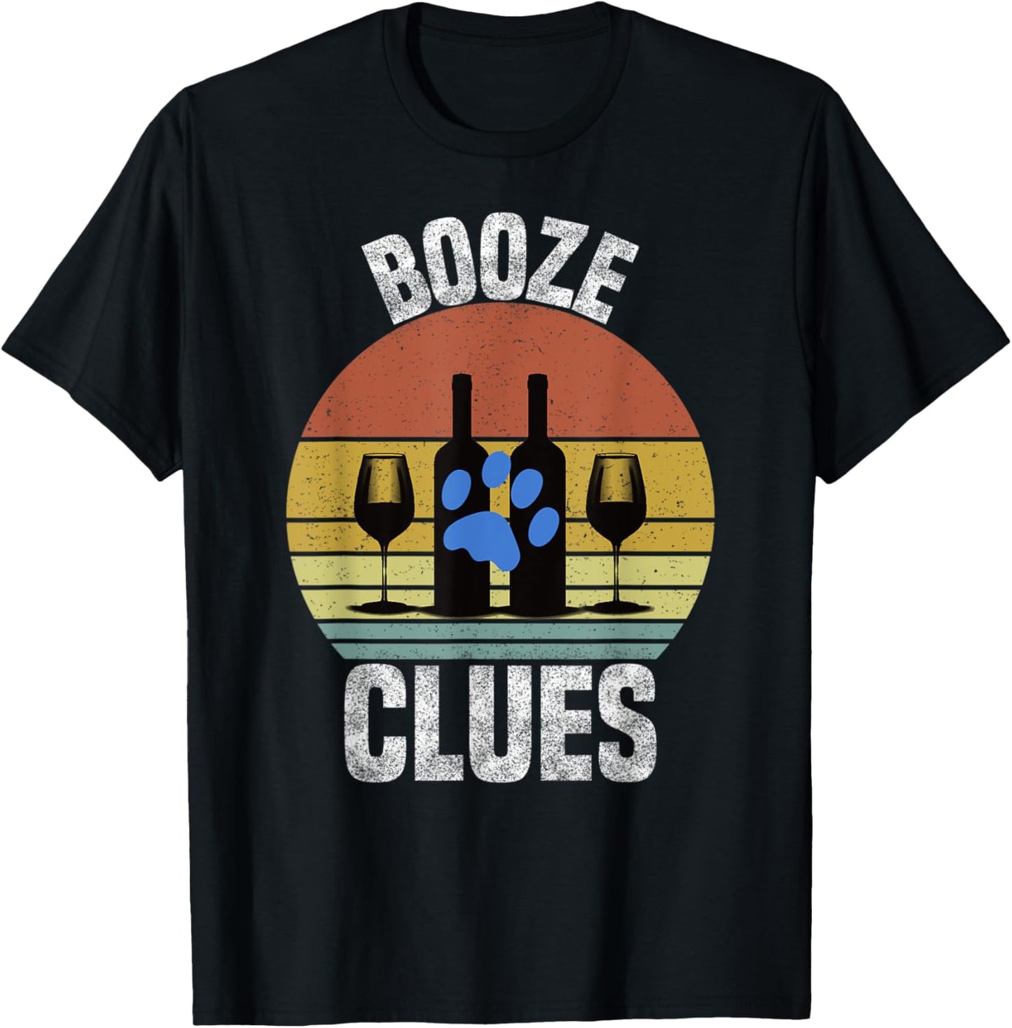 Booze Clues Funny Drinking Vintage Adult Humor T-Shirt - T-Shirt | Black