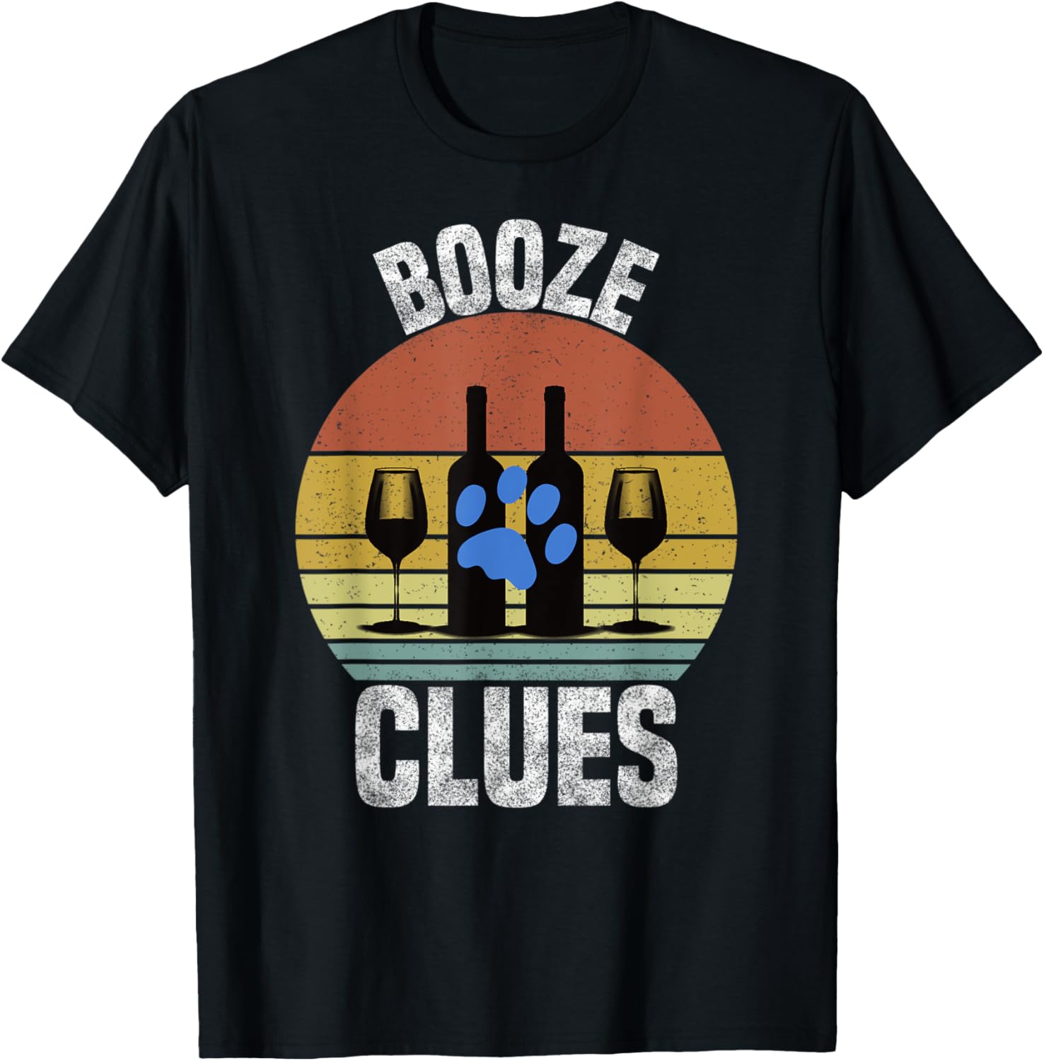 Booze Clues Funny Drinking Vintage Adult Humor T-Shirt - T-Shirt | Black