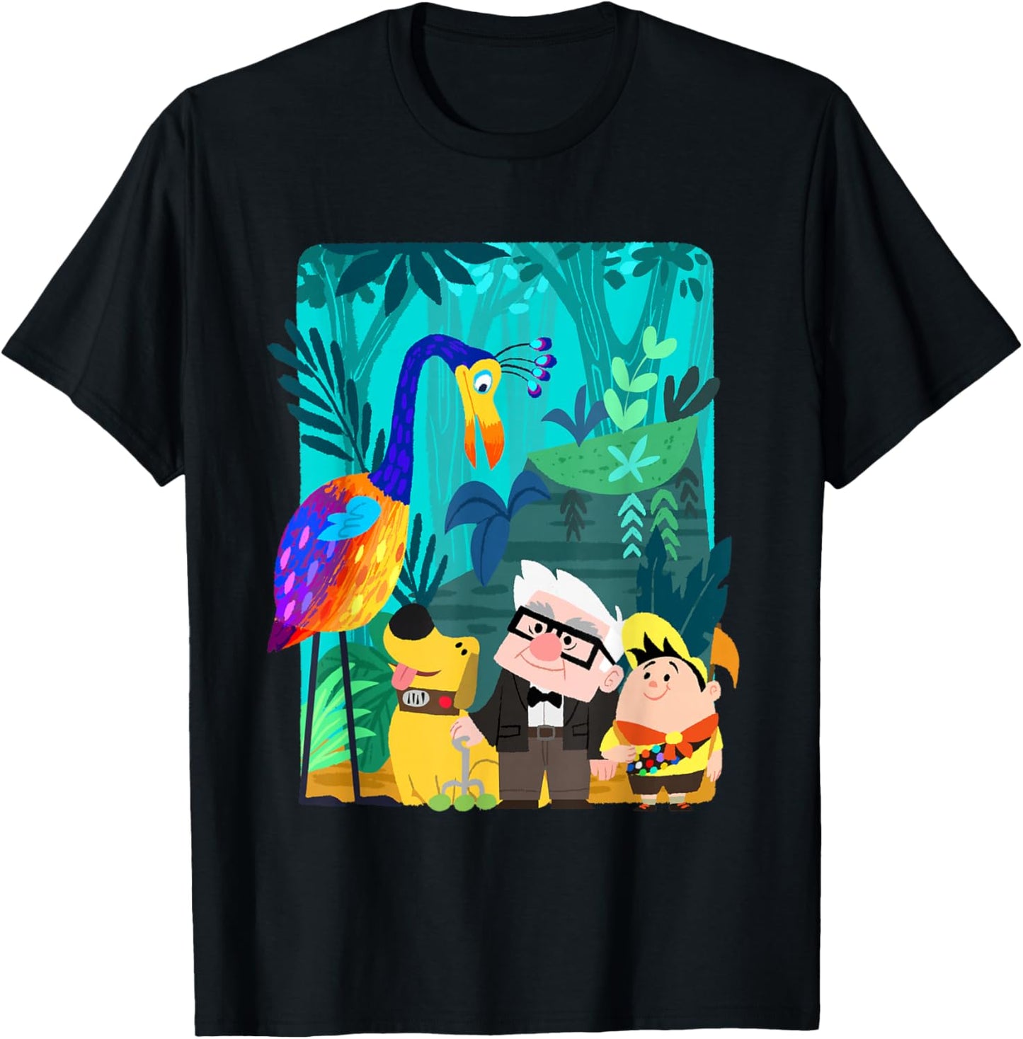 Disney and Pixar’s Up Carl Russell Dug Kevin Paradise Falls Small T-Shirt - T-Shirt | Black
