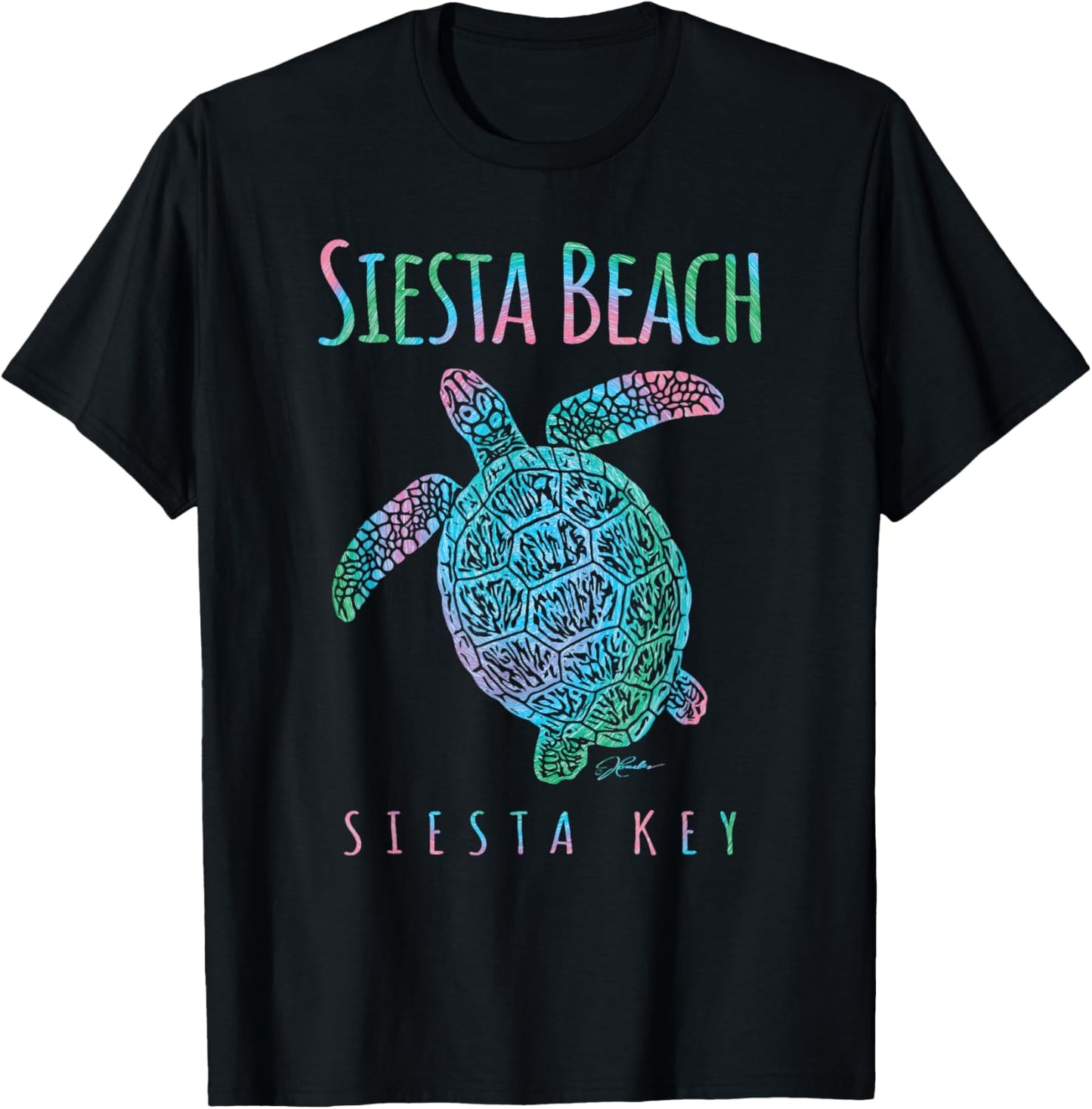 JCombs Siesta Beach Florida Sea Turtle T-Shirt - T-Shirt | Black