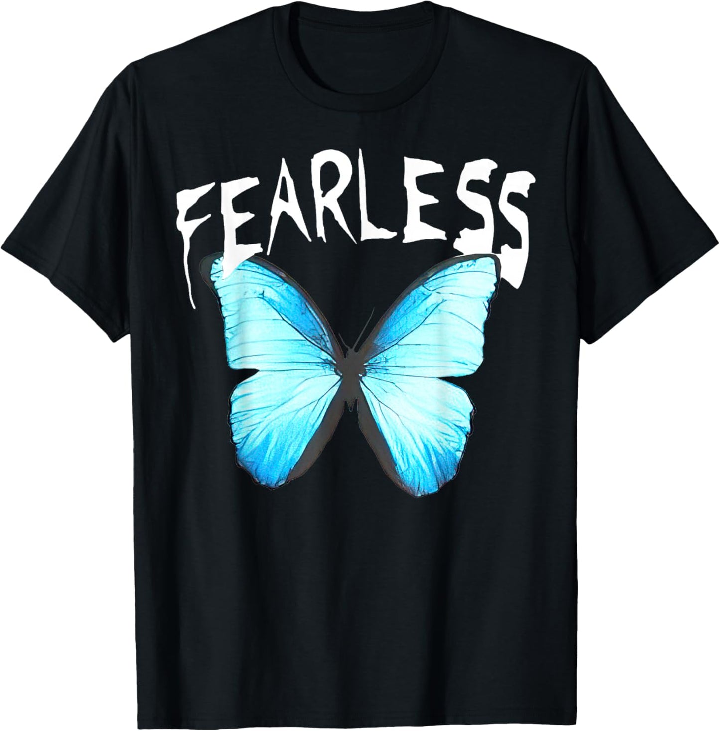 Humor Fearless Butterfly Cute Colorful Blue Butterfly T-Shirt - T-Shirt | Black