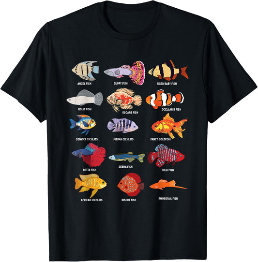 Pet Fish Species - Fishkeeper Fishkeeping Fish Tank Lover T-Shirt - T-Shirt | Black