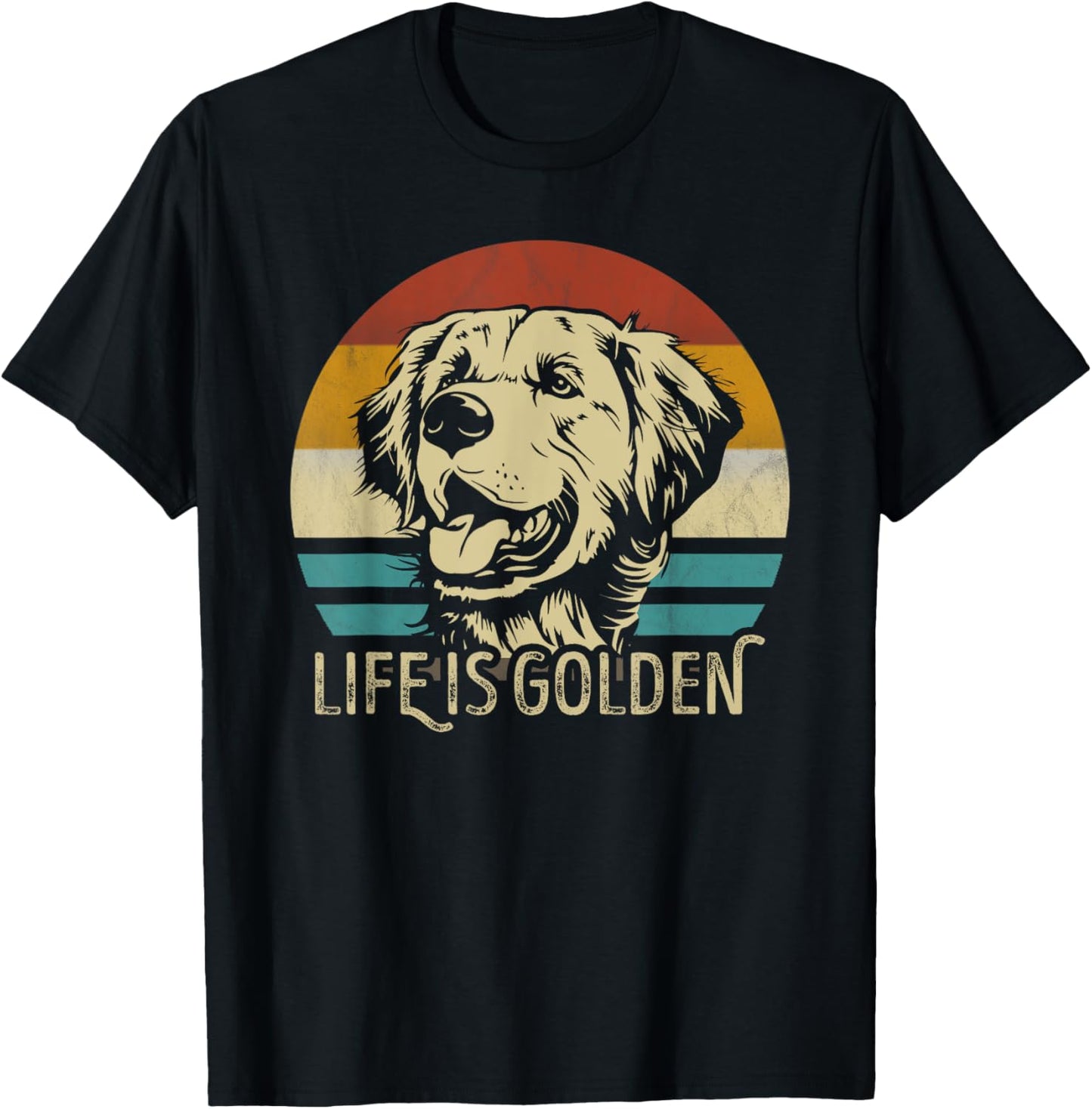 Golden Retriever Dog Life is golden retro vintage Women Girls Kids T-Shirt - T-Shirt | Black