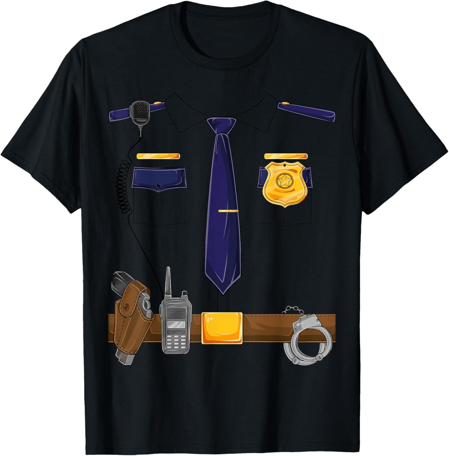 Halloween Police Costume Policeman Police Officer Kids Men Small T-Shirt - T-Shirt | Black