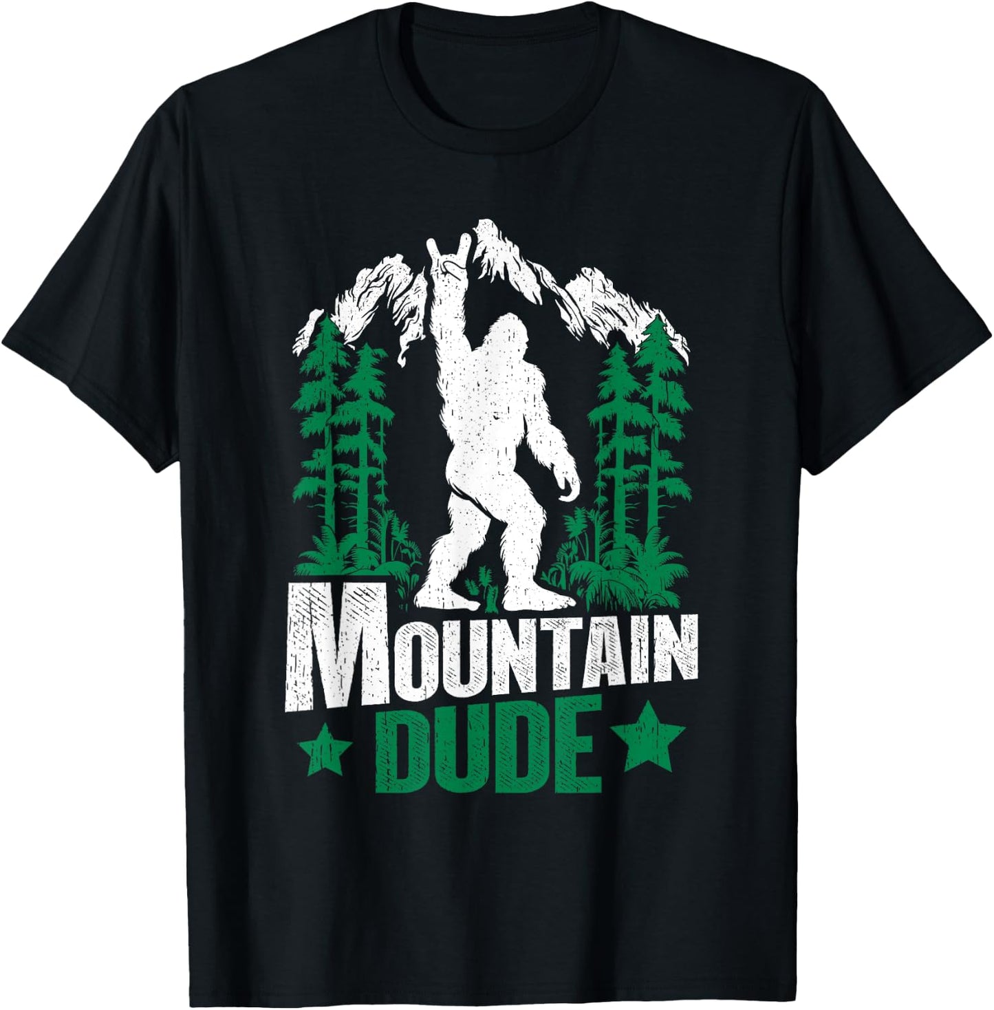 Funny Bigfoot Outdoor Adventures Mountain Dude T-Shirt - T-Shirt | Black