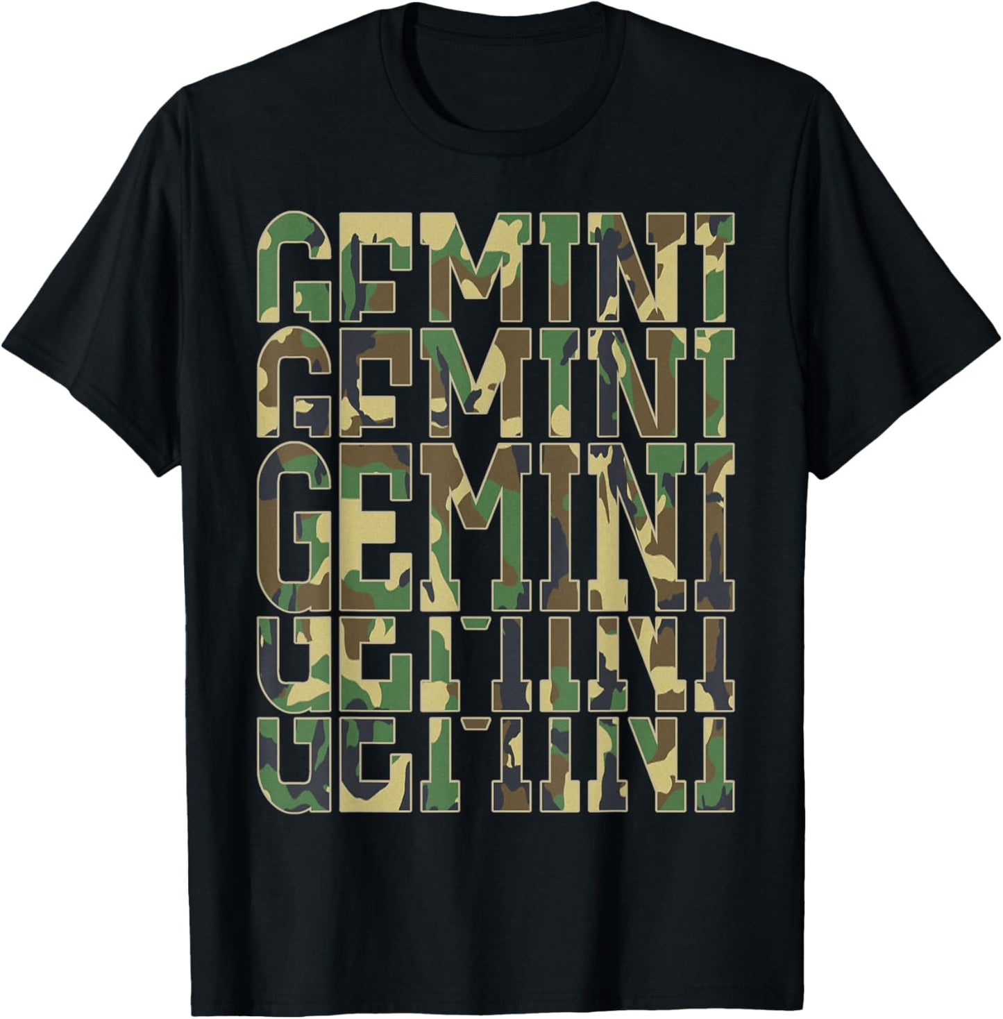 Gemini June King Man Born In May Zodiac Camouflage Birthday T-Shirt - T-Shirt | Black