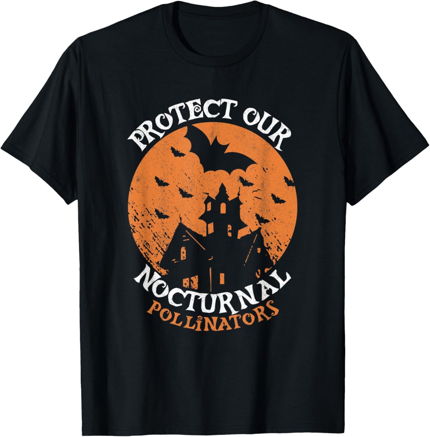 Protect Our Nocturnal Pollinators Bat Halloween Bats T-Shirt - T-Shirt | Black