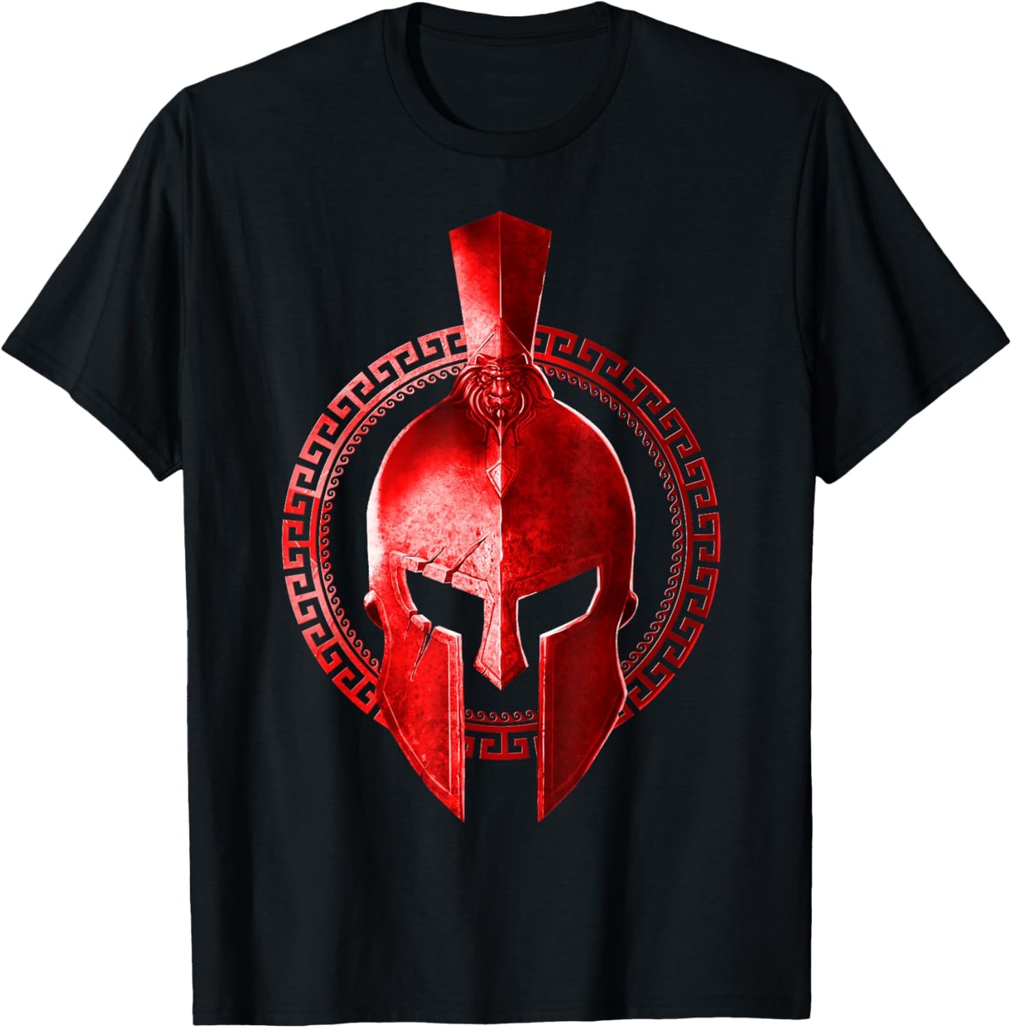 Spartan Helmet Gladiator Workout Gym Warrior Sparta Red Gift T-Shirt - T-Shirt | Black