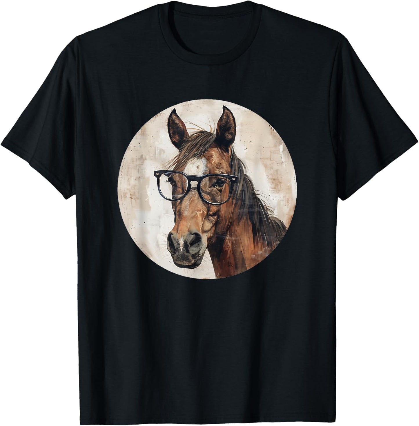 Funny Horse with Glasses Equestrian Riding T-Shirt - T-Shirt | Black