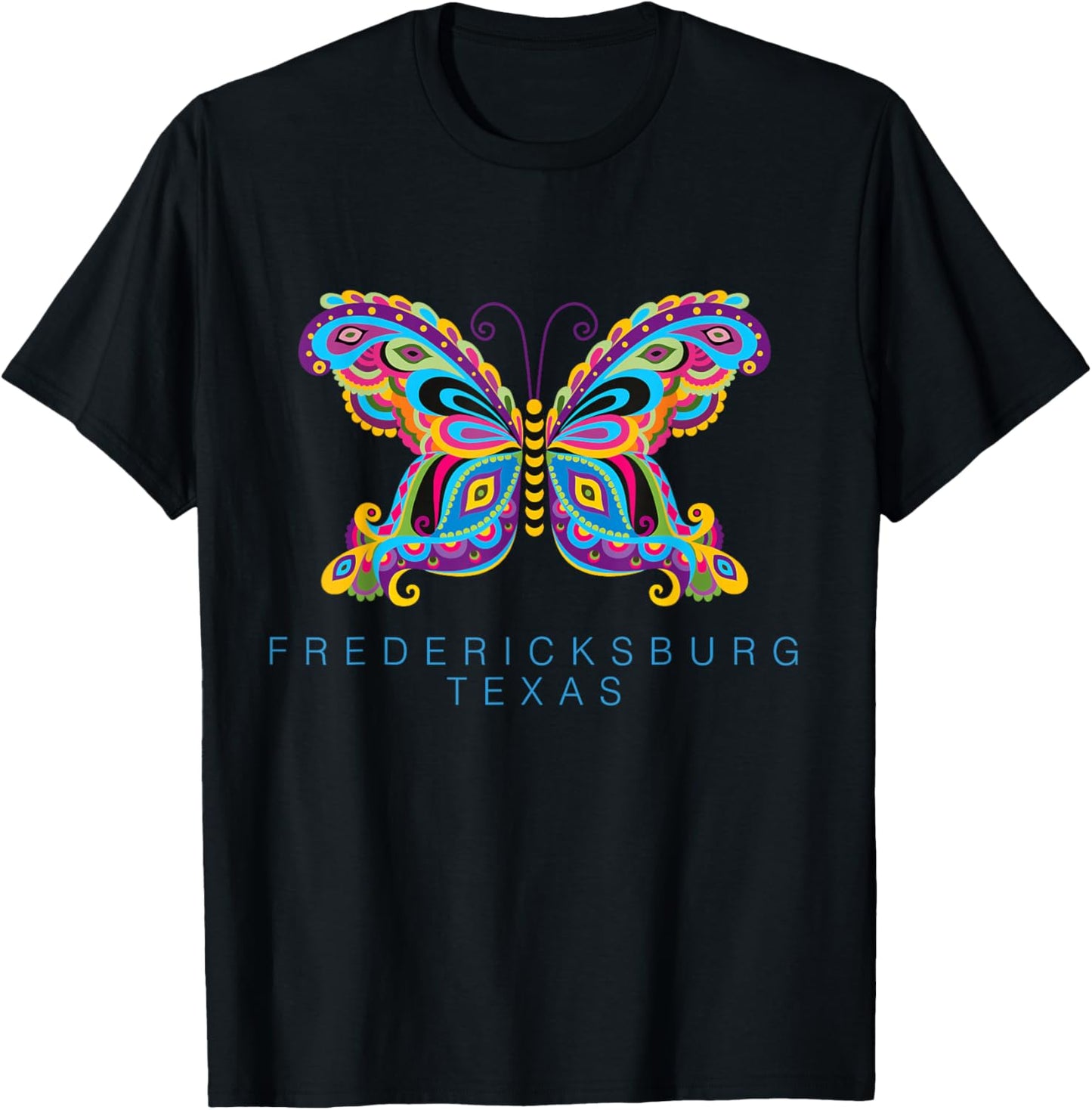 Fredericksburg Texas Souvenir Butterfly Graphic T-Shirt - T-Shirt | Black