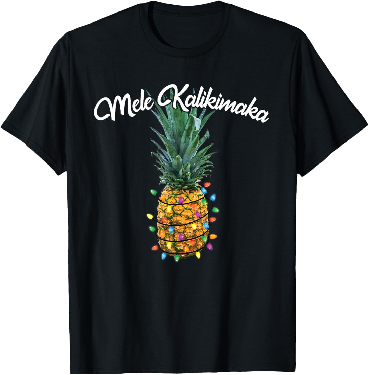Mele Kalikimaka Shirt Hawaiian Funny Christmas Pineapple T-Shirt - T-Shirt | Black