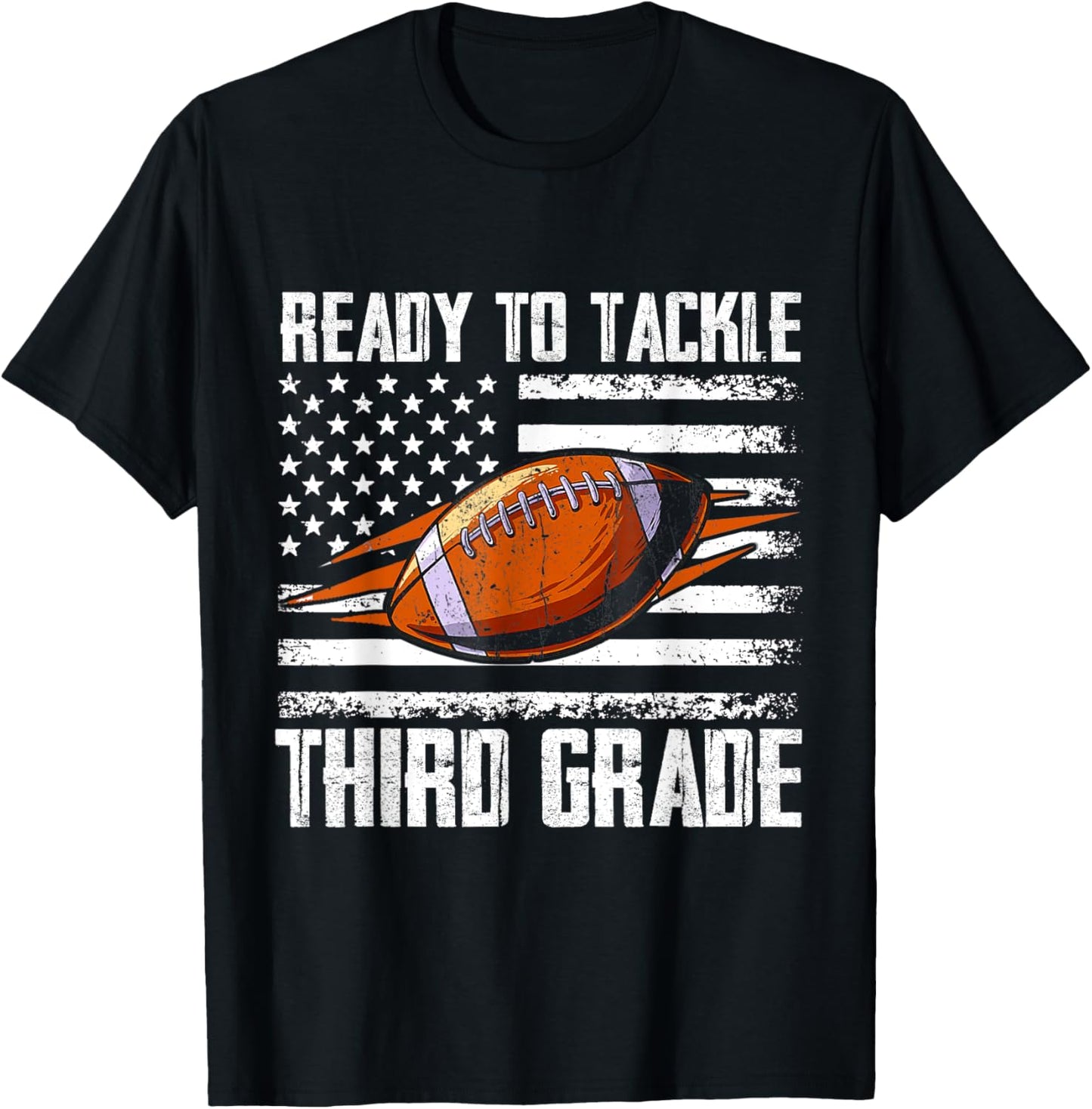 Ready To Tackle Third Grade Football Happy First School Day T-Shirt - T-Shirt | Black