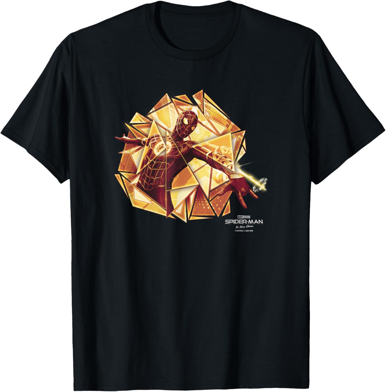 Marvel Spider-Man No Way Home Spider-Man Golden Web Shot T-Shirt - T-Shirt | Black