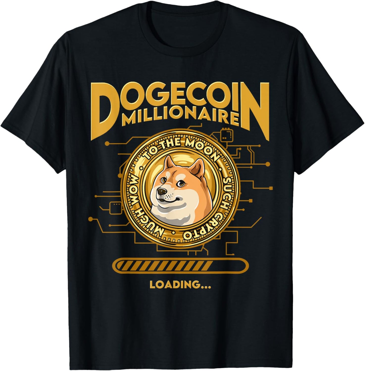 DOGE Dogecoin Crypto Coin Token Outfits Dogecoin Millionaire Funny DOGE Crypto - Black, Medium T-Shirt - T-Shirt | Black
