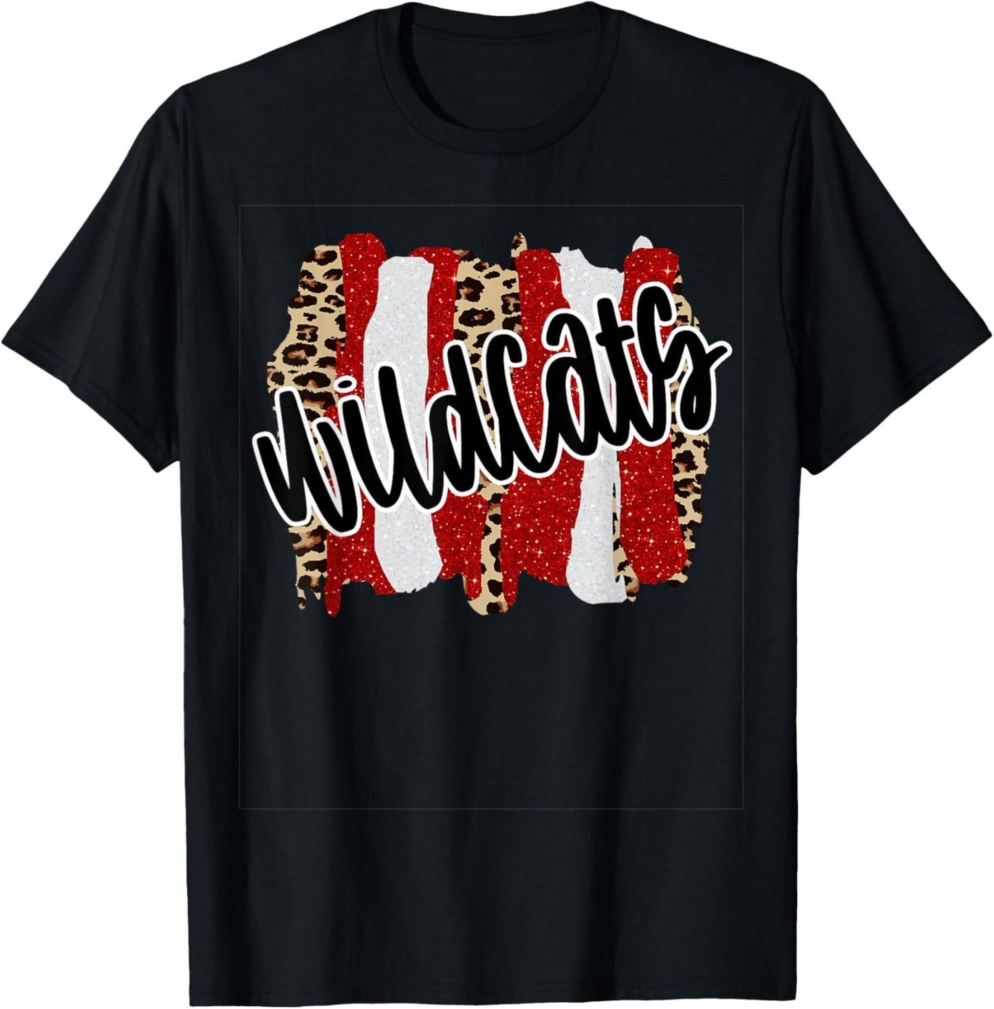 Wildcats Splash Red White Black School Spirit T-Shirt - T-Shirt | Black