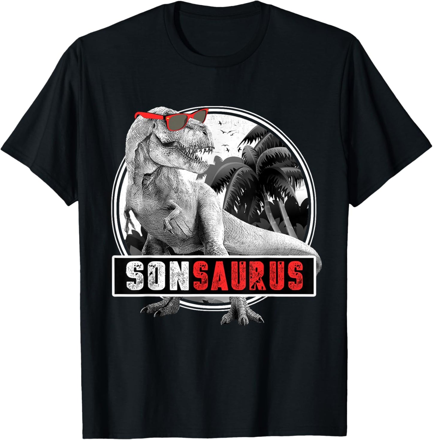 Sonsaurus T-Rex Dinosaur Son Dinosaur Son T-Shirt - T-Shirt | Black