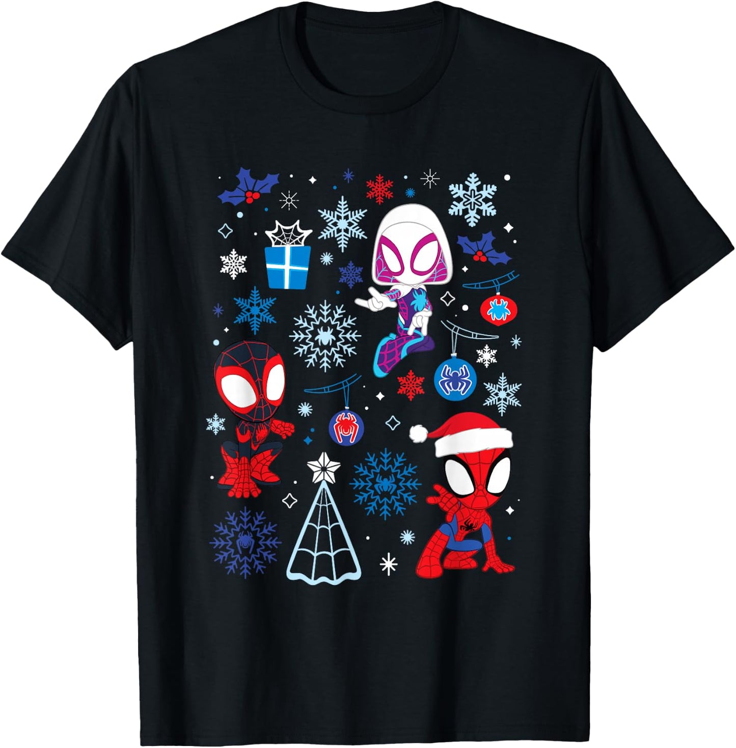 Marvel Spidey and His Amazing Friends Christmas Holiday Icon T-Shirt - T-Shirt | Black