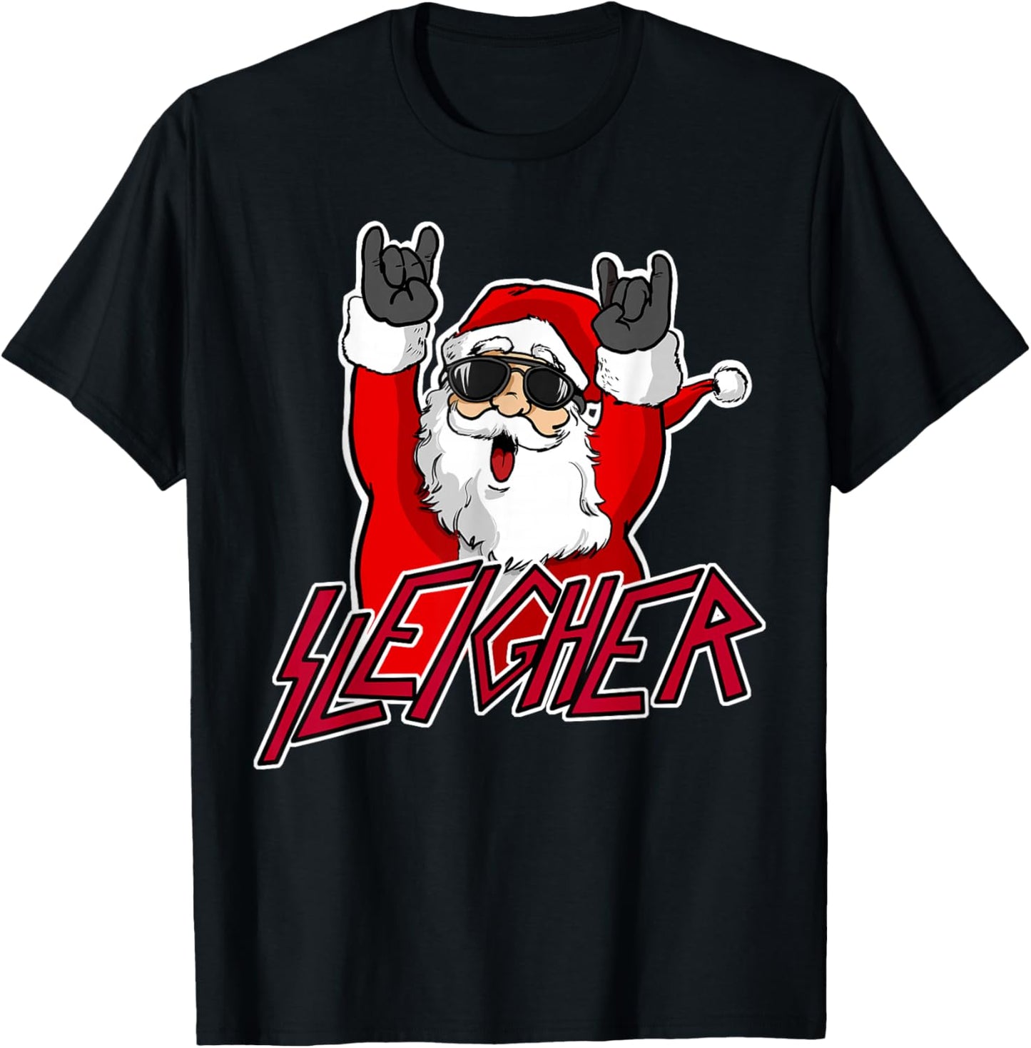 Sleigher Santa Claus Metal Christmas funny Hail Santa T-Shirt - T-Shirt | Black
