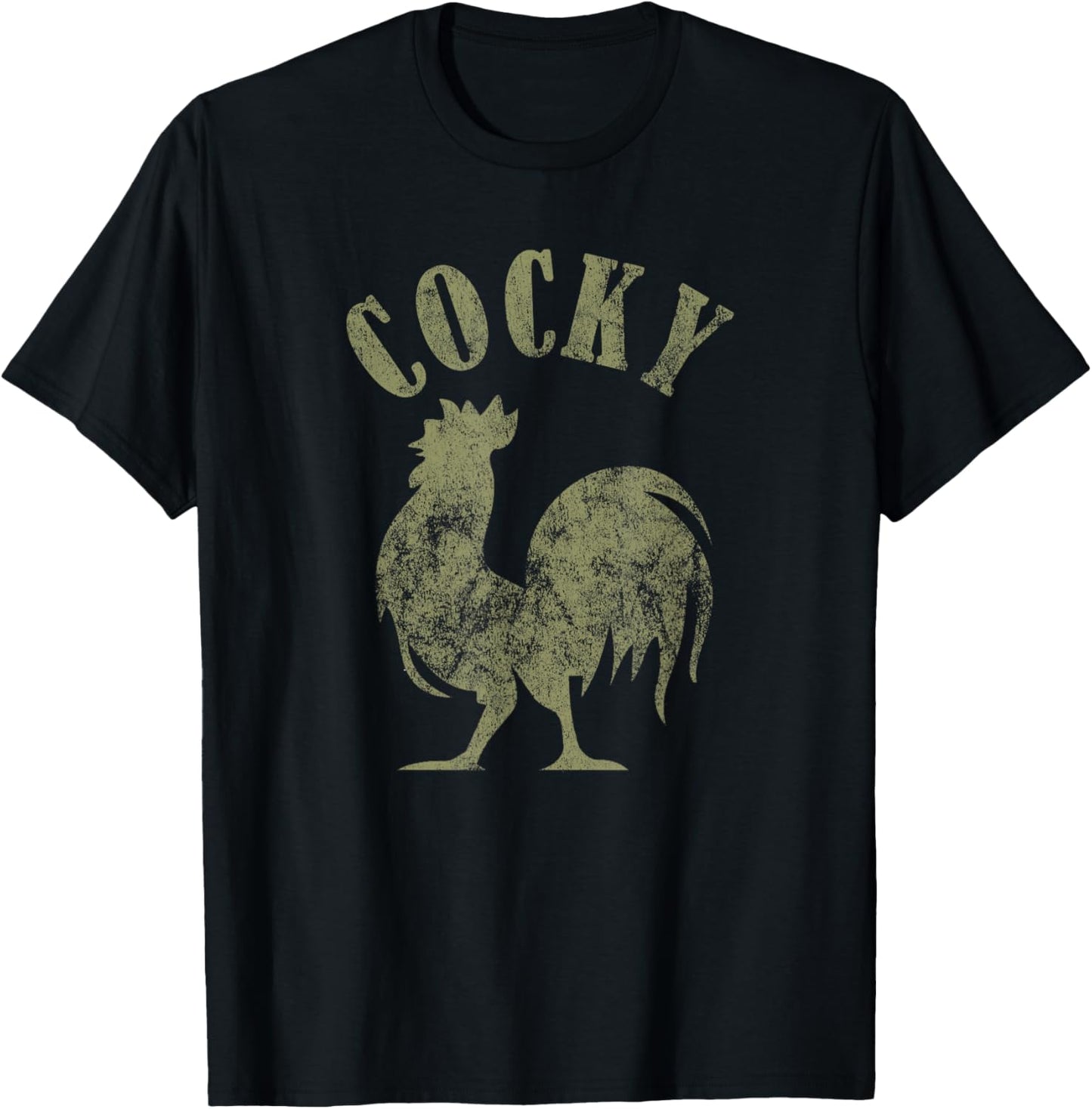 Funny Vintage Retro Distressed Cocky Rooster Lover Men T-Shirt - T-Shirt | Black