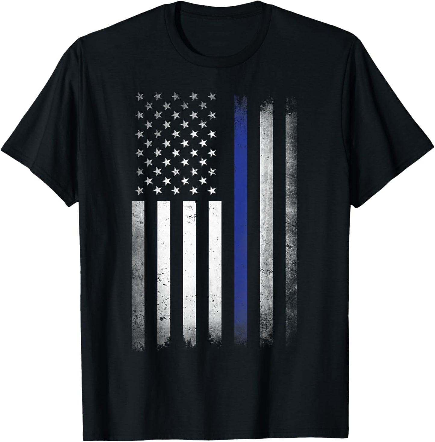 US Police USA American Flag Back the Blue Lives Matter T-Shirt - T-Shirt | Black