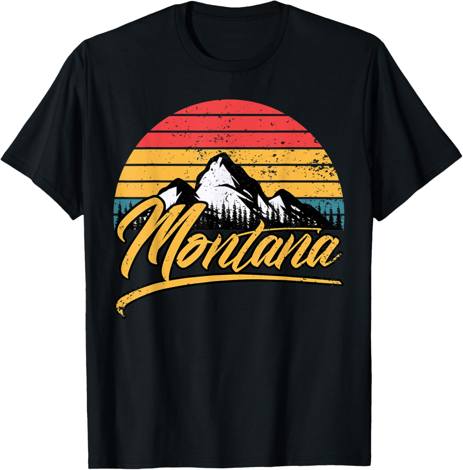 Vintage Mountain Shirt Retro Montana US Mountains State T-Shirt - T-Shirt | Black